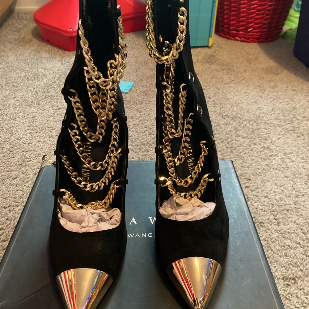 AZALEA WANG 
Maverick Gold Chain Booties
These are a plus to any girls closet - Picture 4 of 7